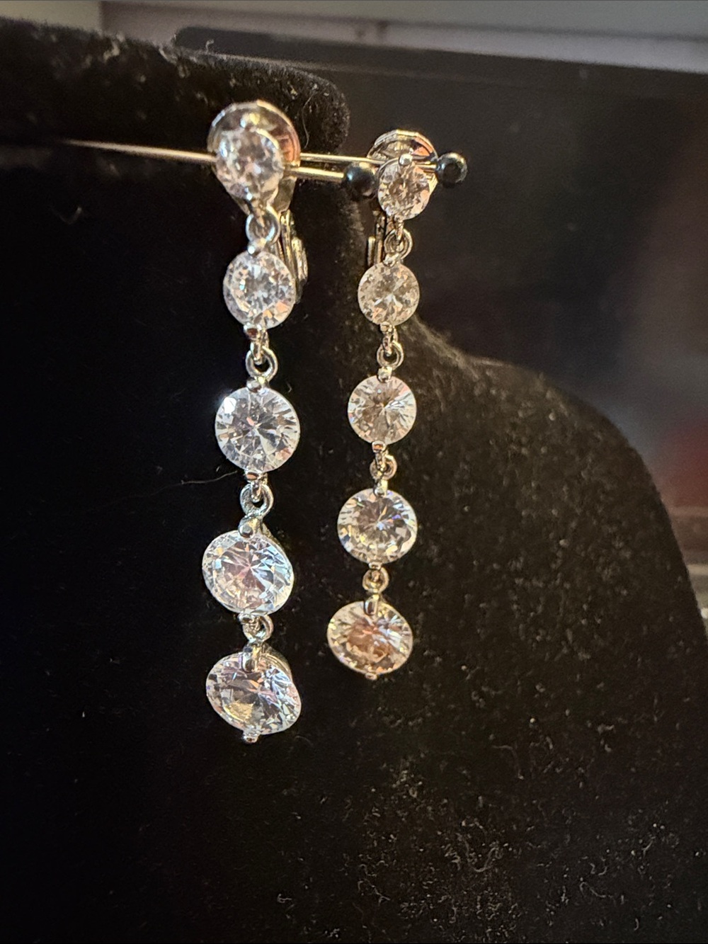Monet Rhinestone Dangle Clip on Earrings